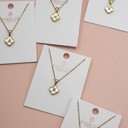 B 18k Stainless Steel Mother of Pearl Clover Initial Necklace