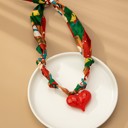 Red Heart CHRISTMAS Handmade Scarf Necklace | Free Shipping