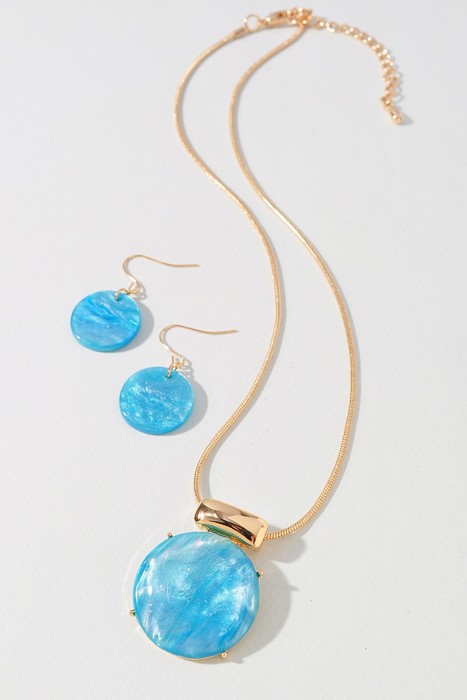 Acetate Round Pendant Necklace & Earrings Set
