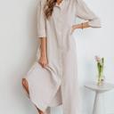  Striped Collar Half Sleeve Shirt Maxi Dress | S-XL