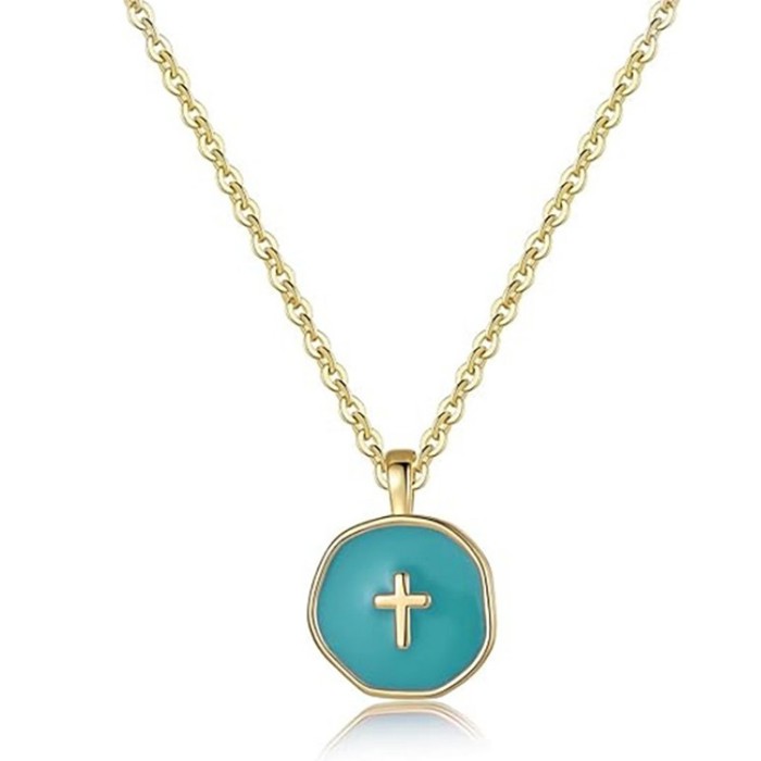 18k Stainless Steel Cross & Heart Necklace