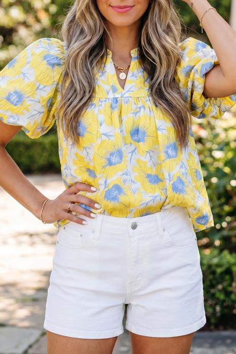 Floral Print Bubble Sleeve Blouse | S-XL