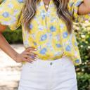  Floral Print Bubble Sleeve Blouse | S-XL