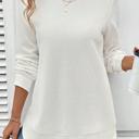  Waffle Knit Rounded Hem Long Sleeve Top | S-XL