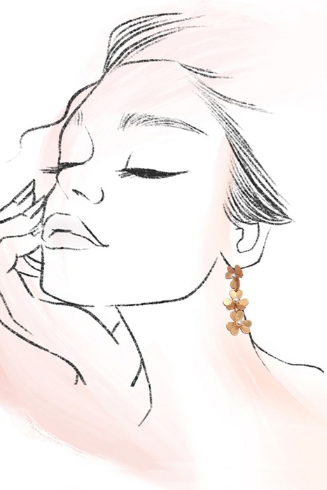 Matte Gold Flower Cascade Drop Earrings