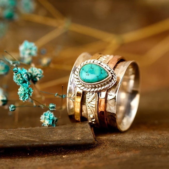 Teardrop Natural Stone Ring | Free Shipping