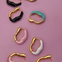  Geometric Oval Shape Epoxy Edge Hoop Earring