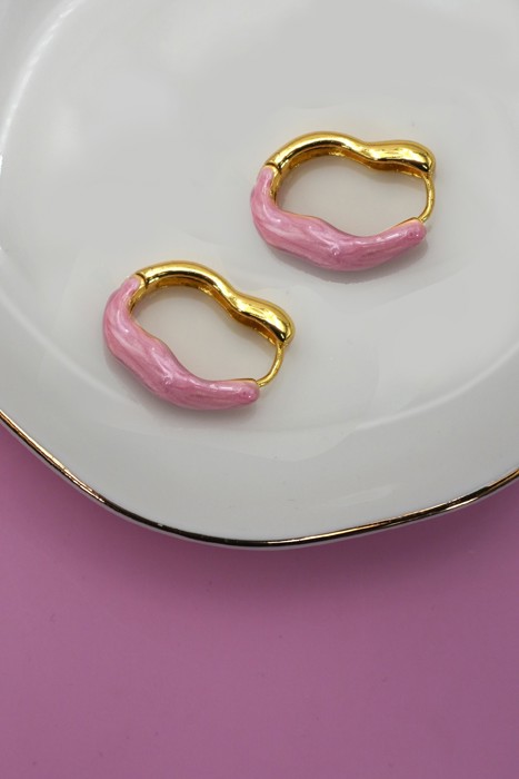 Geometric Oval Shape Epoxy Edge Hoop Earring