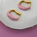  Geometric Oval Shape Epoxy Edge Hoop Earring
