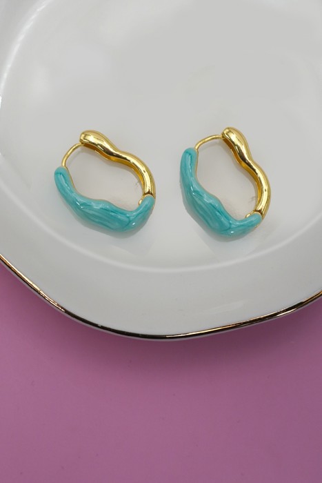 Geometric Oval Shape Epoxy Edge Hoop Earring