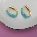  Geometric Oval Shape Epoxy Edge Hoop Earring