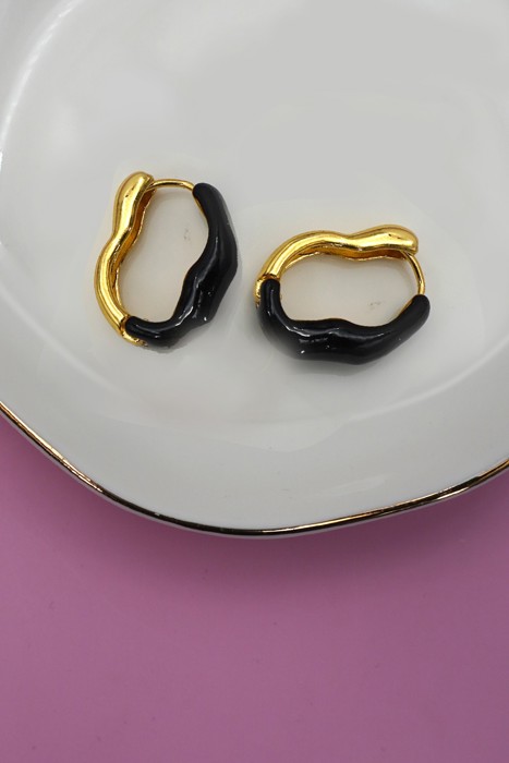 Geometric Oval Shape Epoxy Edge Hoop Earring