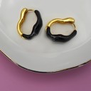  Geometric Oval Shape Epoxy Edge Hoop Earring