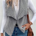  Collared Open-Front Teddy Vest | S-XL