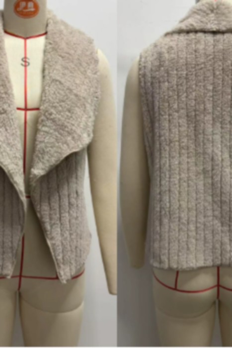 Collared Open-Front Teddy Vest | S-XL
