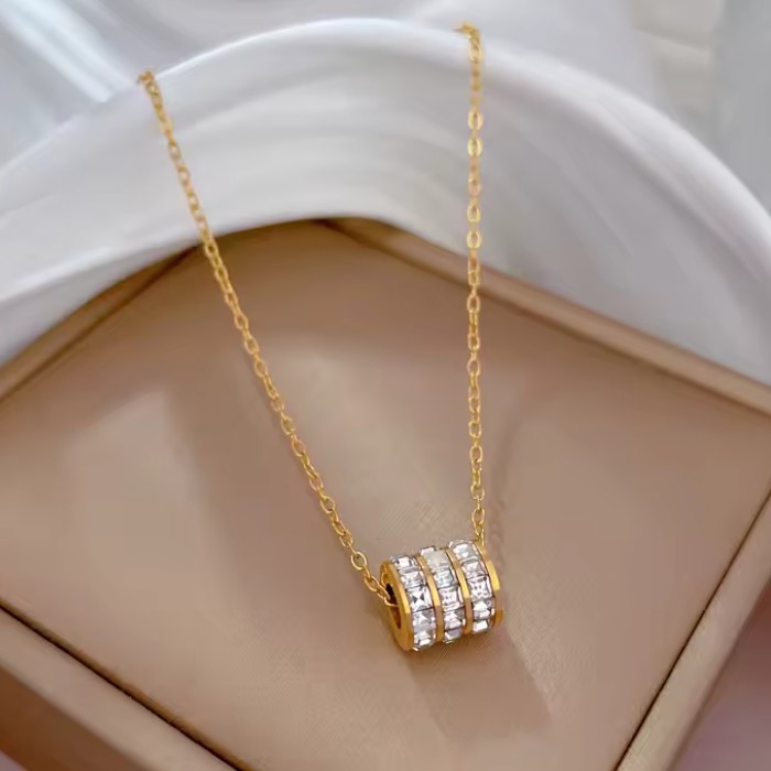 18k Stainless Steel Tarnish Free Barrel Necklace