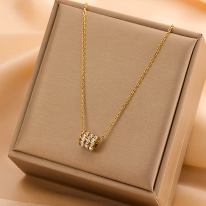 18k Stainless Steel Tarnish Free Barrel Necklace