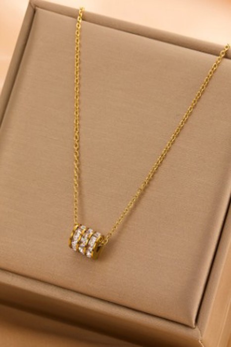 18k Stainless Steel Tarnish Free Barrel Necklace