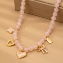  Beaded Charm Necklace-heart Bow Clover