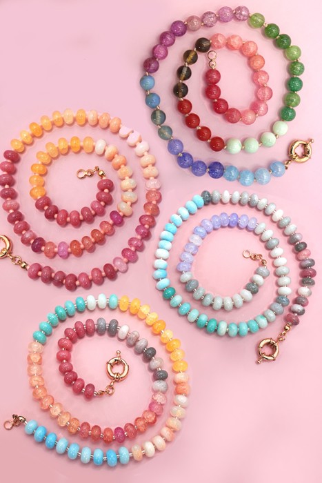 NEW COLORS -Natural Stone Semi-precious Glass Mixed Necklace