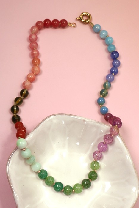 NEW COLORS -Natural Stone Semi-precious Glass Mixed Necklace