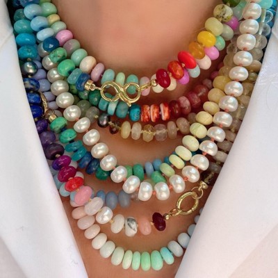 NEW COLORS -Natural Stone Semi-precious Glass Mixed Necklace
