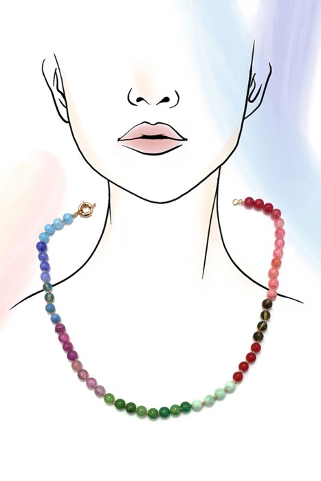 NEW COLORS -Natural Stone Semi-precious Glass Mixed Necklace