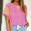  Waffle Stripe Mix Relaxed Top | S-XL