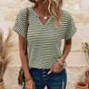  Notched V-Neck Textured Knit Short Sleeve Top | S-XL