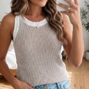  Contrast Trim Ribbed KnitLight Sweater Tank | S-XL