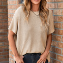  Short Sleeve Side Slit Oversized Sweater