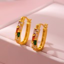  Rainbow Gemstone Bar Hoop Earrings