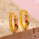  Rainbow Gemstone Bar Hoop Earrings