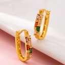  Rainbow Gemstone Bar Hoop Earrings