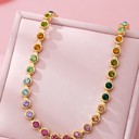  Rainbow Bezel-set Gemstone Tennis Necklace