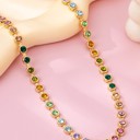  Rainbow Bezel-set Gemstone Tennis Necklace