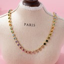  Rainbow Bezel-set Gemstone Tennis Necklace