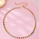  Rainbow Bezel-set Gemstone Tennis Necklace