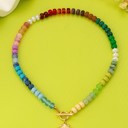  Rainbow Beaded Seashell  Toggle Charm Necklace