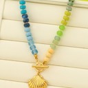  Rainbow Beaded Seashell  Toggle Charm Necklace