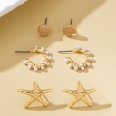  Nautical Shell Starfish Pearl Trio Earring Set