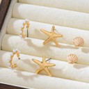  Nautical Shell Starfish Pearl Trio Earring Set