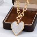  White Inlay Heart Toggle Necklace