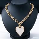  White Inlay Heart Toggle Necklace