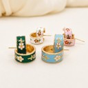  Garden Meadow Flower Enamel Huggie Hoop Earrings