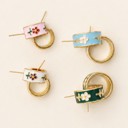  Garden Meadow Flower Enamel Huggie Hoop Earrings