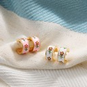  Garden Meadow Flower Enamel Huggie Hoop Earrings