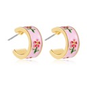  Garden Meadow Flower Enamel Huggie Hoop Earrings
