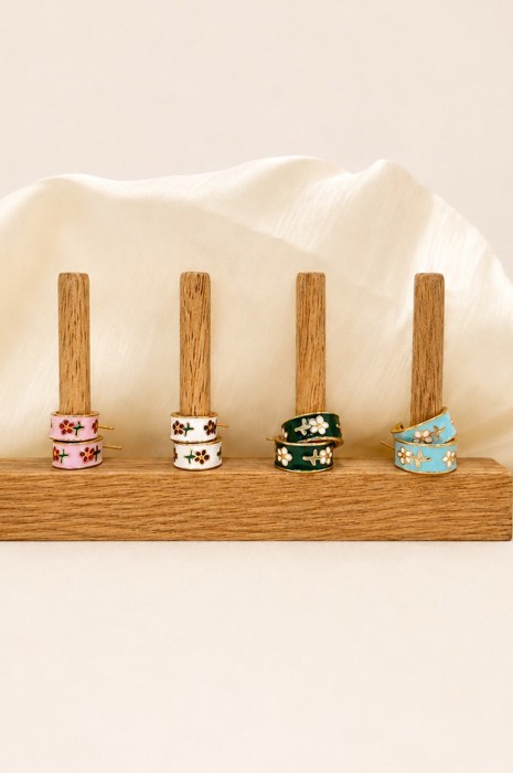Garden Meadow Flower Enamel Huggie Hoop Earrings