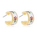  Garden Meadow Flower Enamel Huggie Hoop Earrings